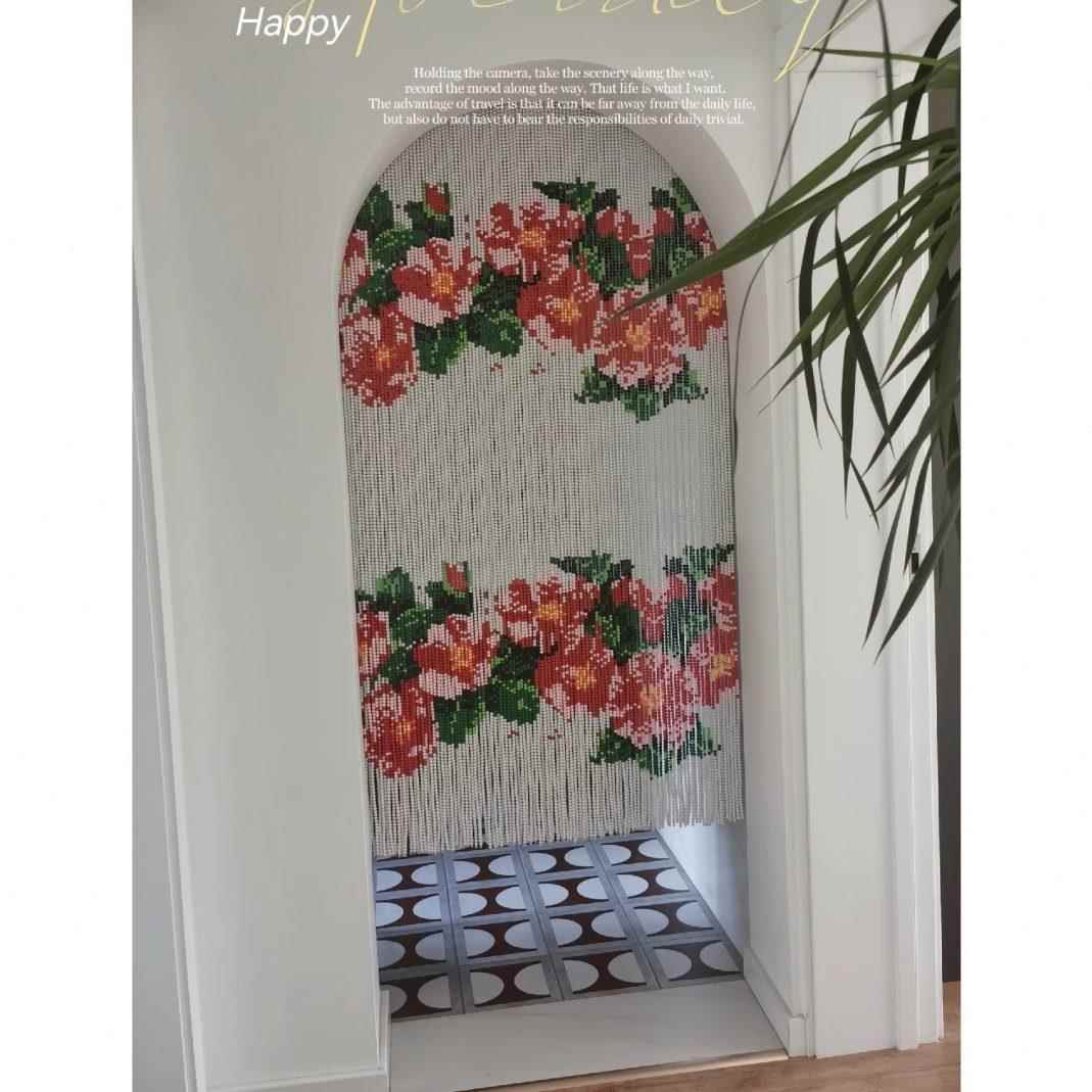 ?工作挂室串珠帘挂帘玄Fh(x}^l$关隔断帘装饰珠花帘朵复古子门帘