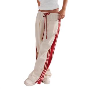 Buenoble Women Leg Side Stripe Pants Waist Drawstring Track
