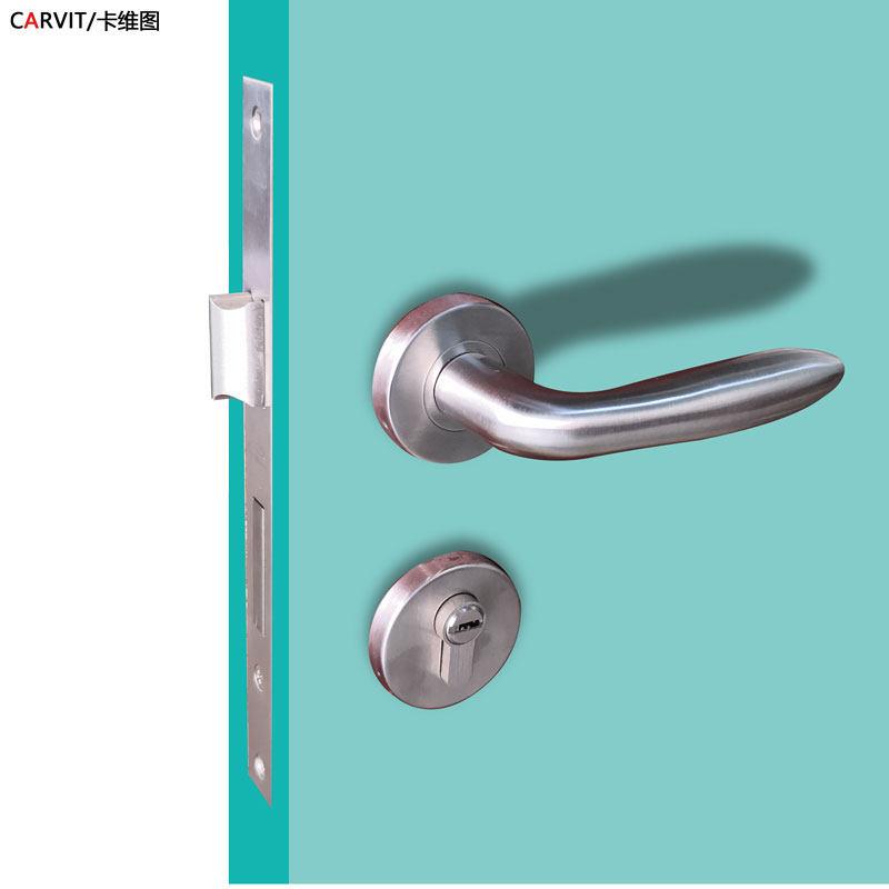 分体执手锁S02-832钢拉丝纯正304不锈钢简约现代双锁舌家用房间锁