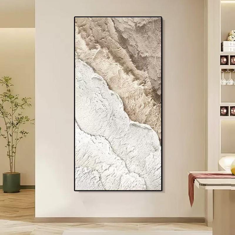 现代简约玄关装饰画高级感走廊过道挂画抽象肌理画蓝色奶油风壁画