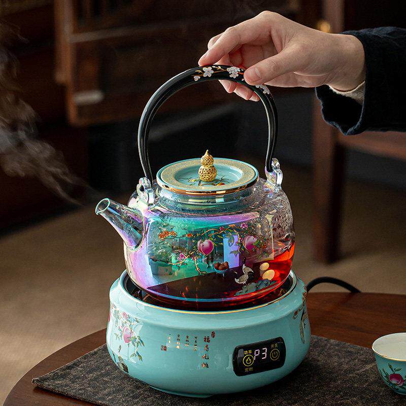 电陶炉煮茶器泡茶玻璃煮茶壶家用烧水壶茶具白茶全自动蒸汽煮茶炉