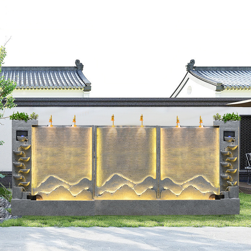 水景新款墙庭院喷泉循环水屏风流水造景公司摆件假山墙流水观新款