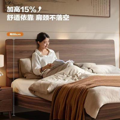 北美黑工胡桃木木床实15米18米主板卧大床中古风家用榫.卯艺大床