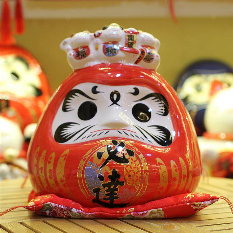 乐喵9寸开运必胜达摩招财猫陶瓷存钱罐店铺开业家居达摩蛋摆件