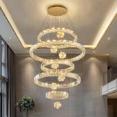 别墅挑空客厅吊灯轻奢楼中楼跃层挑高水晶灯复式 楼中空大吊灯