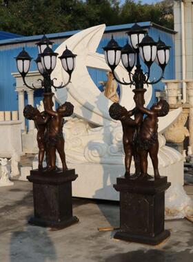 欧式铜天使 黄铜天使雕像 铜小孩灯人花园装饰雕塑