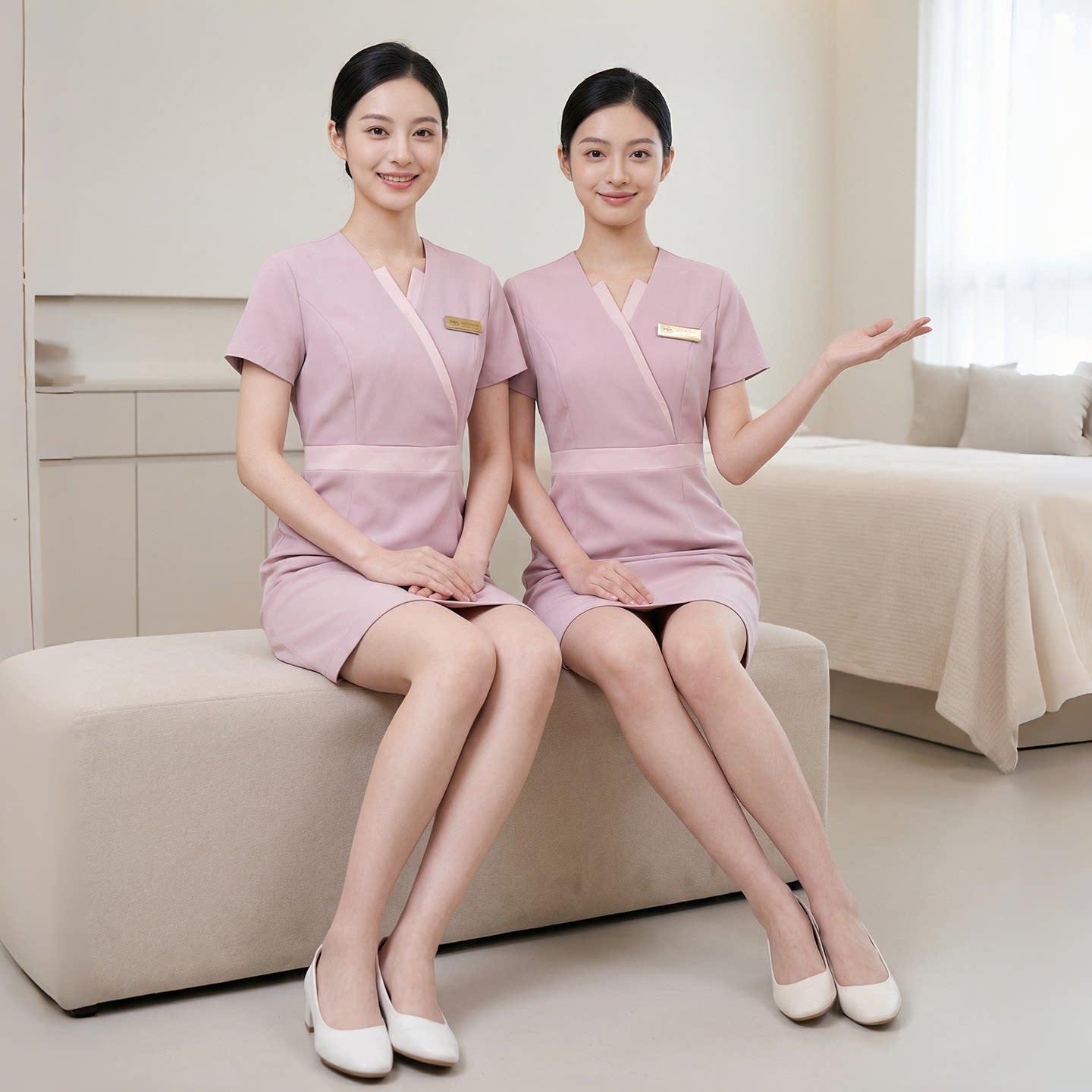 美容师工作服女高端医美皮肤管理养生馆足浴技师服美容院春夏裙装