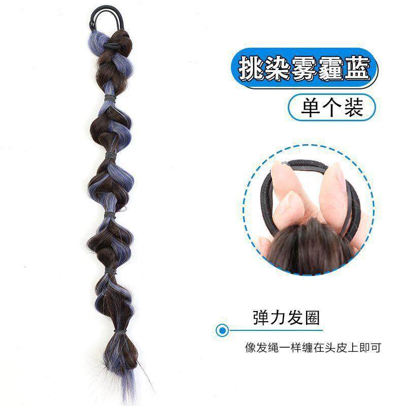 泡泡辫双马尾假发女网红彩色挑染灯笼拳击辫新中式麻花长辫子发饰
