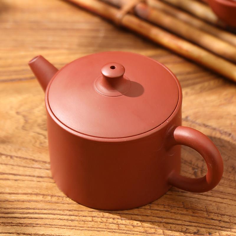 大口汉瓦壶井栏壶潮州原矿朱泥紫砂壶纯手工手拉壶泡茶器单壶茶具