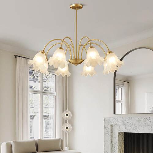 新款直销美式乡村吊灯客厅田园复古全铜灯卧室餐厅简约家用法式奶