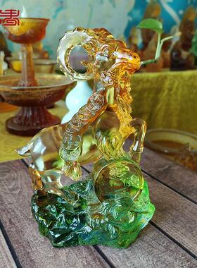 琉璃鸿运吉祥羊摆件家居居室摆设商务办公礼品会议礼物可定制刻字