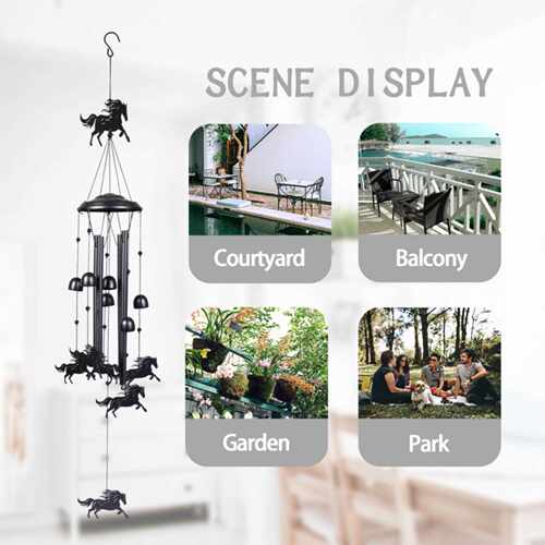 新款直销金属风铃黑马新款8寸铝管家居阳台挂件户外跨境铝制风铃