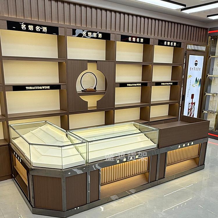 实木烟酒展示柜定制高端烟酒店烟酒柜白红酒茶叶展柜超市烟酒展柜图片