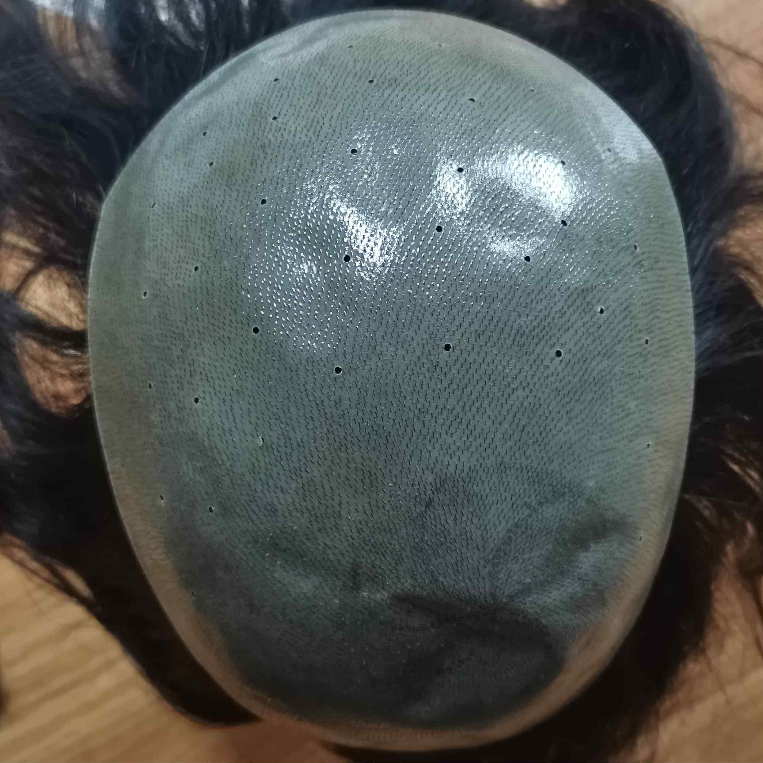 高档生物头皮假发男士真手发短寸加纱全薄真发织超隐形年前额中老