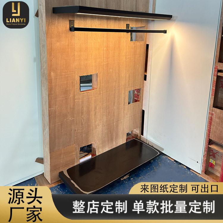 服装店展示架上墙锁墙横杆挂衣服展示架层板服饰展示陈列道具