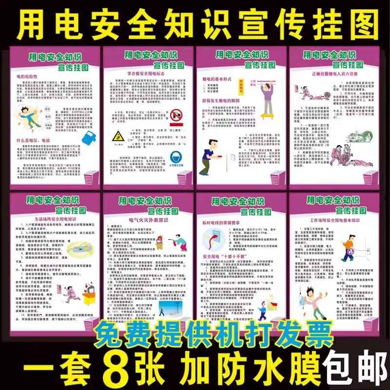 用电安全知识宣传挂图 安全职责海报车间工厂宣传画 安全月宣传画