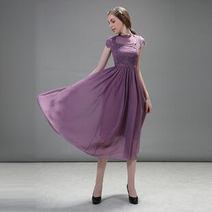 summer short sleeved long Dress lace women