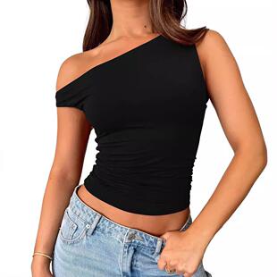 Women'S Solid Asymmetrical Neck Tank , Casual Minimalist