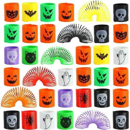 。Halloween Toys 36PCS for Kids Bat Ghost Pumpkin Coil Sprin
