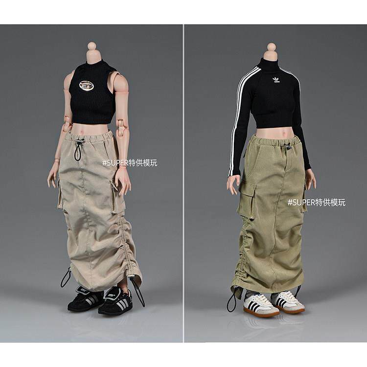 1/6比例女兵人偶素体工装机能抽褶长裙子12寸可动服装模型配件