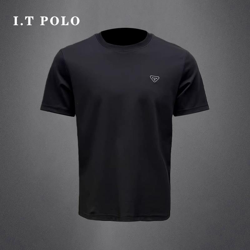 I.T POLO 专柜~刺绣短袖T恤男士夏季新款圆领修身百搭打底衫休闲