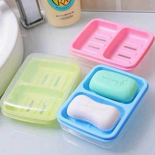 Double-layer soap dish with two compartments, creative and p