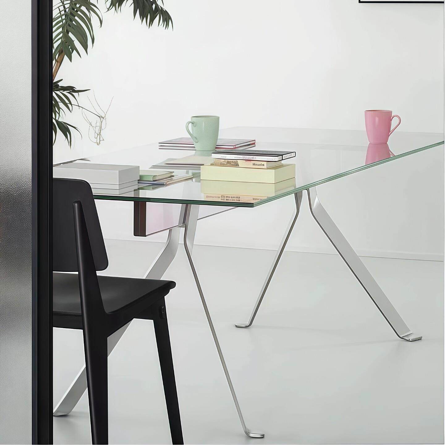 GLAS MIGISA意式极简玻璃餐桌现代轻奢餐厅长桌长方形办公桌书桌