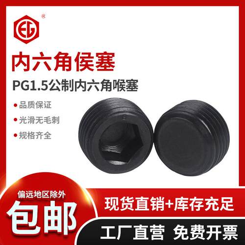 原装45H级止付螺丝标准PG1.5公制内六角喉塞堵头螺丝M10-M33