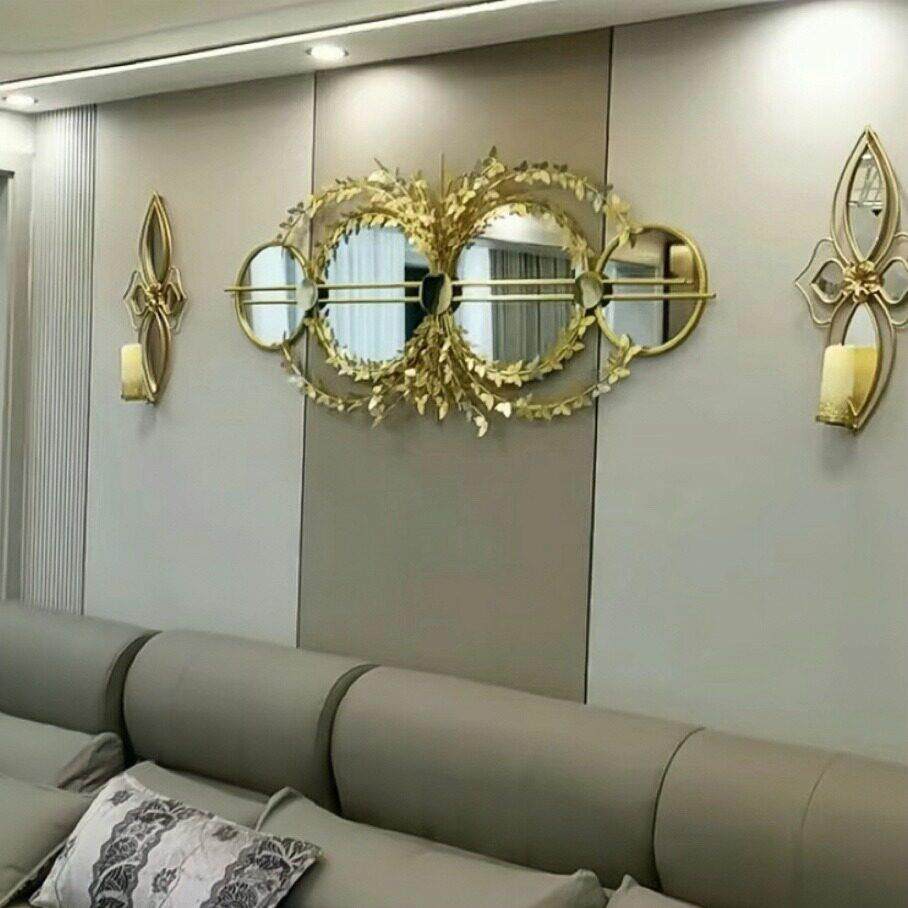 餐厅镜子现简约创意吧台咖啡厅餐桌饭厅烛台铁艺金属挂件铁镜
