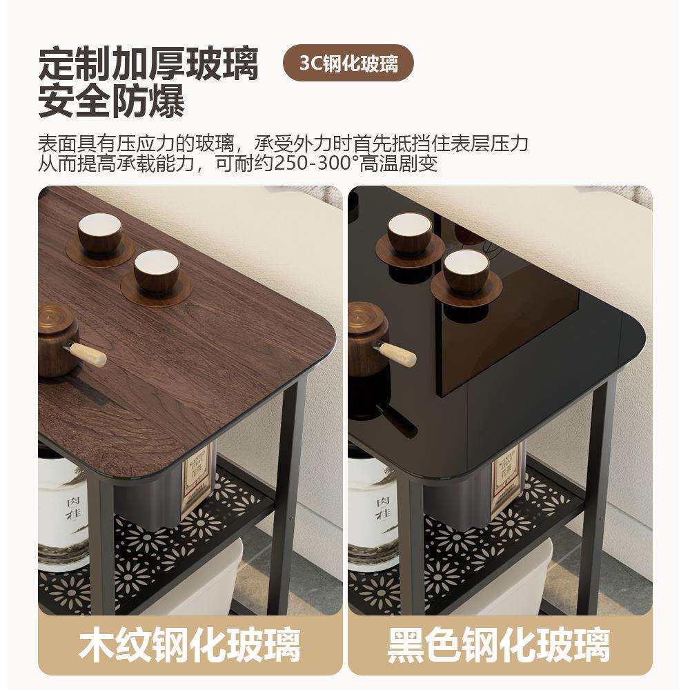 现代简约侧边泡茶边几带轮置物架家用大容量收纳可移动沙发小茶几