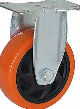 带橙色定向 边寸花脚轮布车轮带万向6脚轮草刹通刹中型 轮子万向