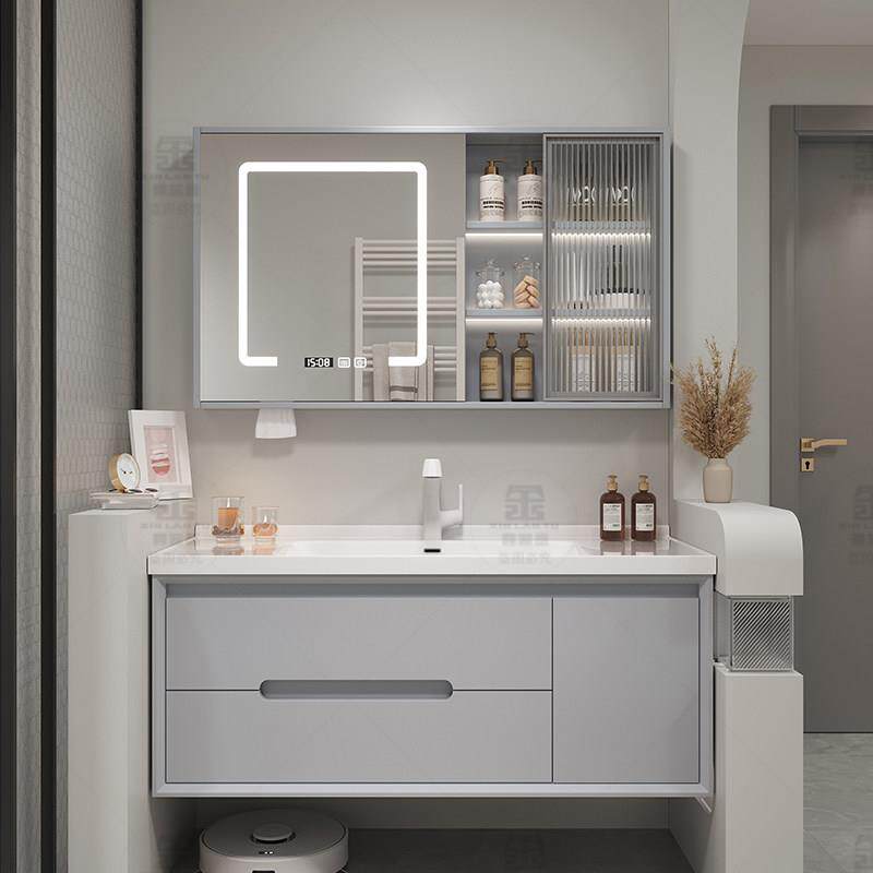 橡木烤漆法式陶瓷一体盆浴室柜组合化妆室洗漱洗手盆洗脸盆套装