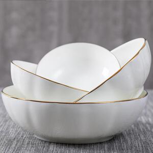 锦牌骨瓷品味浅碗北欧风格金边创意菜盘家用深盘子加深圆形沙拉盘