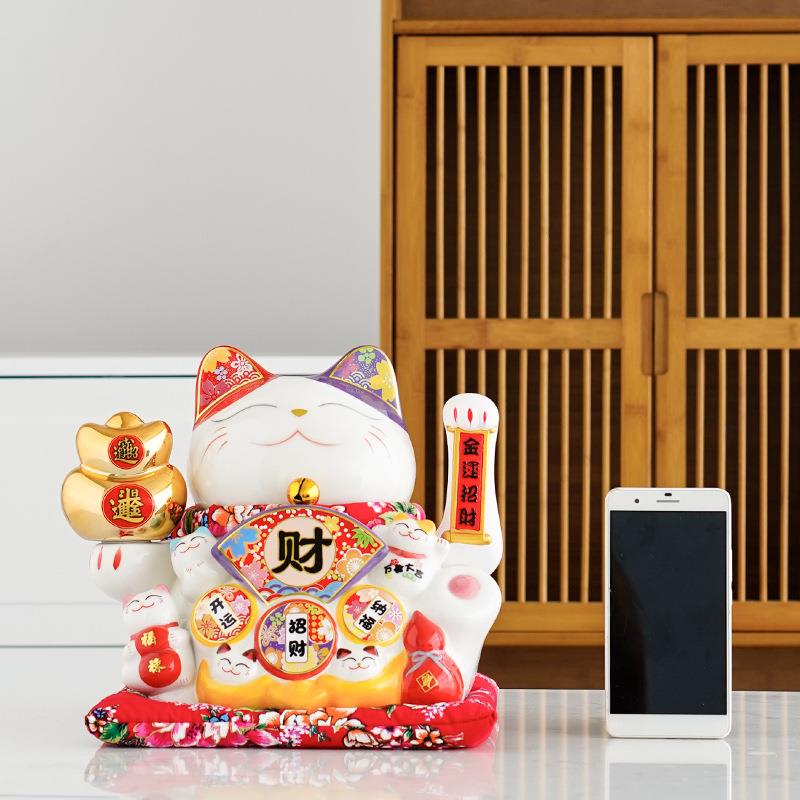 招财猫大号摆件店铺开业电动摇手大号日本陶瓷创意礼品收银台摆件