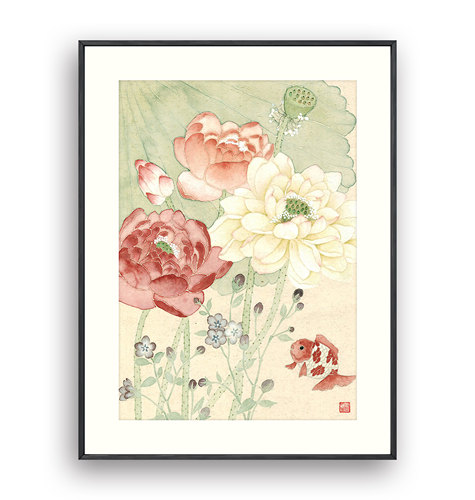 限量版画章君墨工笔【荷荷美美】餐厅卧室客厅宋代美学新中式挂画