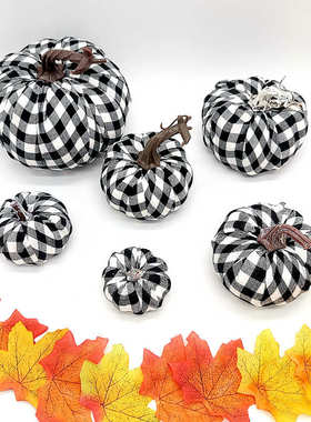 南瓜模型橙色格子布电商黑白圣诞礼品热卖仿真南瓜格子布
