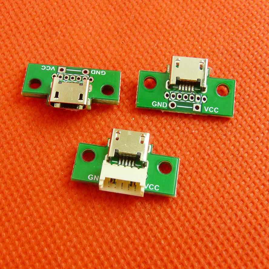 Micro母座带PCB板数据线安卓Micro母头手机充电接口带固定孔USB头