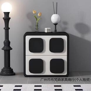 实多层柜电视组合柜卧室组合床柜沙发头简木792约柜边客厅轻奢储