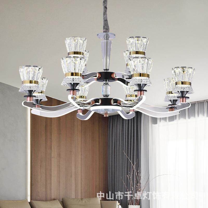 新款客厅吊灯后现代水晶吊灯欧式轻奢主灯高档大气别墅灯具