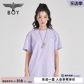 BOYLONDON潮牌短袖情侣款夏季字母彩色雾团老鹰印花时髦T恤N01034