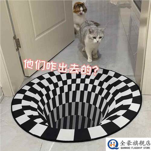 眩晕地毯网红同款3D立体视觉圆形客厅地毯错觉卧室脚垫茶几垫