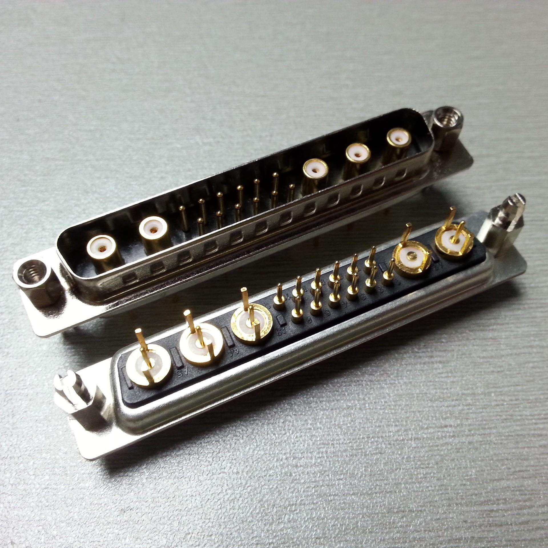D-SUB电源17W5射频直插公头射频同轴17W5公座连接器实心级插头