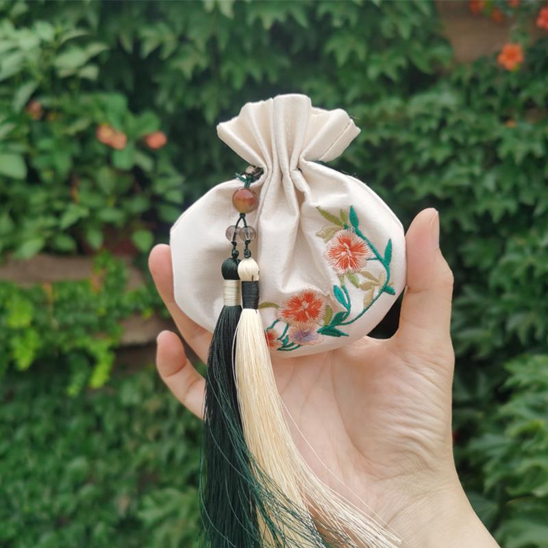古风香袋囊手工刺礼dNPKiy材料包桃花绣荷包汉服香包香端午节定制