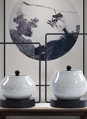 新中式OIS板展陶瓷储物罐售楼处摆件样房客厅茶几软门厅示酒柜装