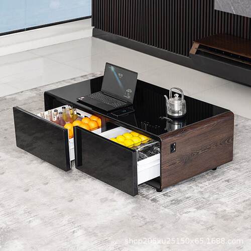 功夫茶几茶台一体冰箱智能多功能方形商务办公高级感影音室可泡茶
