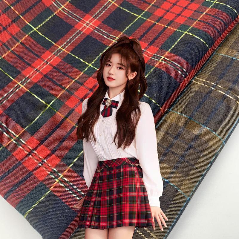 TR西装裤料校服格子布园服格子裙裤料马甲百褶裙弹力格子布
