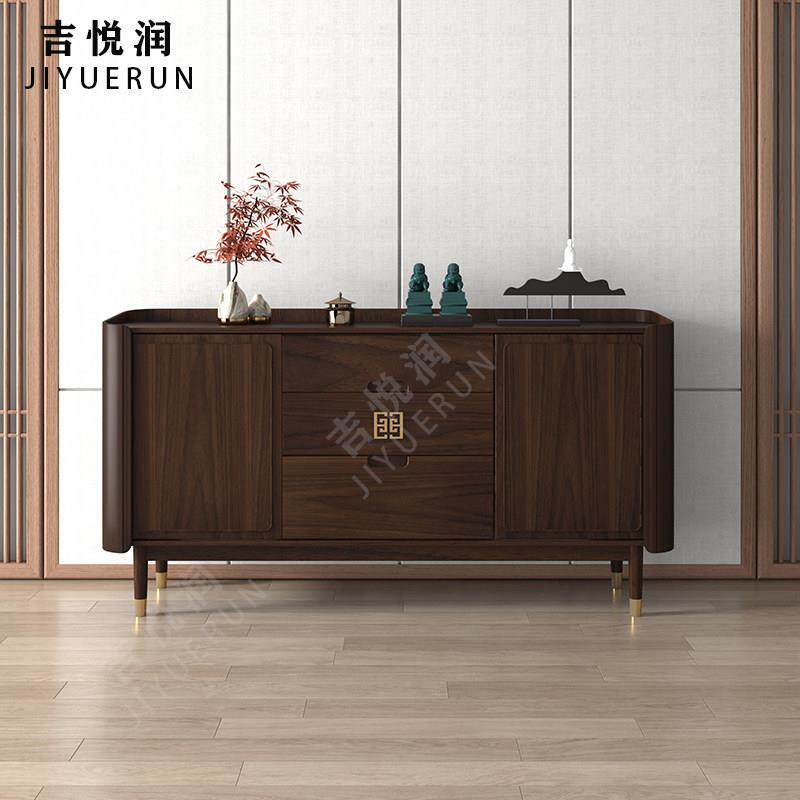 新中式实木入户轻奢端景台储物柜靠墙隔断餐边柜样板间会所装饰柜