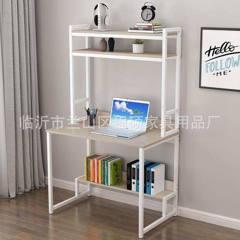 床桌子带书架学生写边字桌书桌办公一体卧学生桌室简易圆加宽电脑