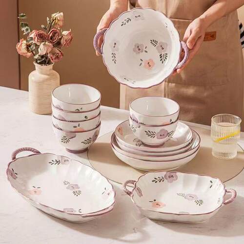 Purple ceramic dinnerware set, Japanese style new design, fr