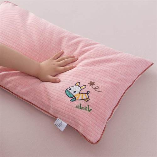针织彩棉花枕头全棉儿童小枕芯刺绣款里外纯棉枕头婴幼儿枕头